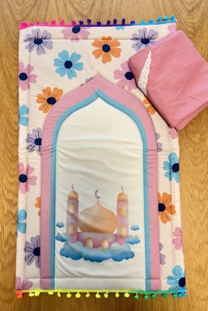 سجادة صلاة اسفنجية وخمار طويل للبنات